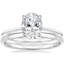 18K White Gold Petite Secret Halo Diamond Ring with 1.5mm Slim Profile Wedding Ring