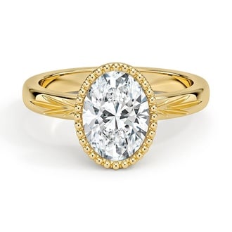 Custom Engraved Milgrain Bezel Solitaire Ring