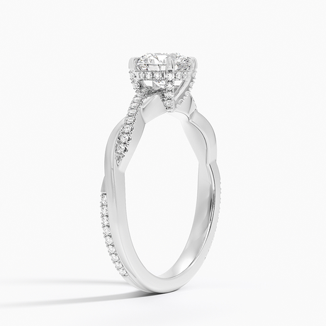 Petite Twisted Vine Hidden Halo Pavé Diamond Ring