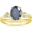 14K Yellow Gold Arden Diamond Ring with Petite Curved Wedding Ring