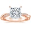 14K Rose Gold Petite Twisted Vine Hidden Halo Pavé Diamond Ring, smalltop view