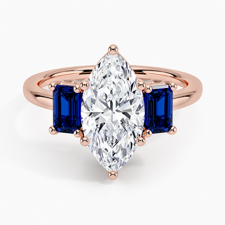 14K Rose Gold Luxe Rhiannon Three Stone Sapphire Ring
