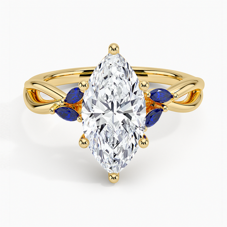 18K Yellow Gold Willow Ring With Sapphire Accents