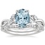 18KW Aquamarine Willow Diamond Ring (1/8 ct. tw.) with Luxe Willow Diamond Wedding Ring (1/5 ct. tw.), smalltop view