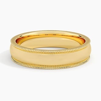 Milgrain 5mm Wedding Ring in 18K Yellow Gold