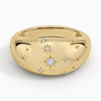 Cancer Zodiac Constellation Diamond Dome Ring