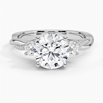 Nature Inspired Three Stone Diamond Engagement Ring