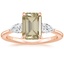 14K Rose Gold Opera Three Stone Diamond Ring, smalltop view