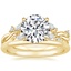 18K Yellow Gold Azalea Twist Diamond Ring with Petite Comfort Fit Wedding Ring