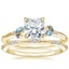 18K Yellow Gold Camellia Indigo Milgrain Ring with Alena Diamond Ring