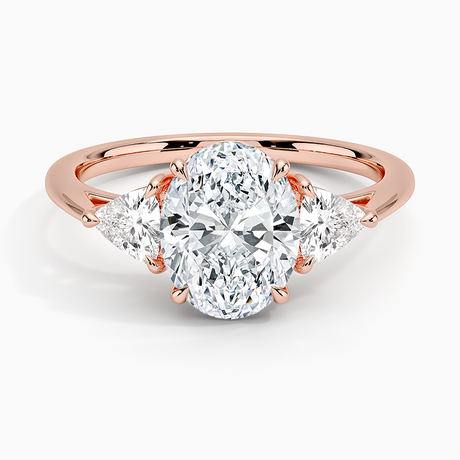 14K Rose Gold Luxe Trillion Cut Three Stone Diamond Ring