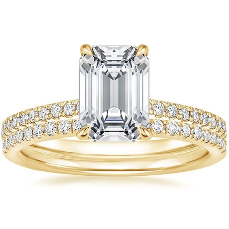 18K Yellow Gold Petite Demi Diamond Ring with Ballad Diamond Ring