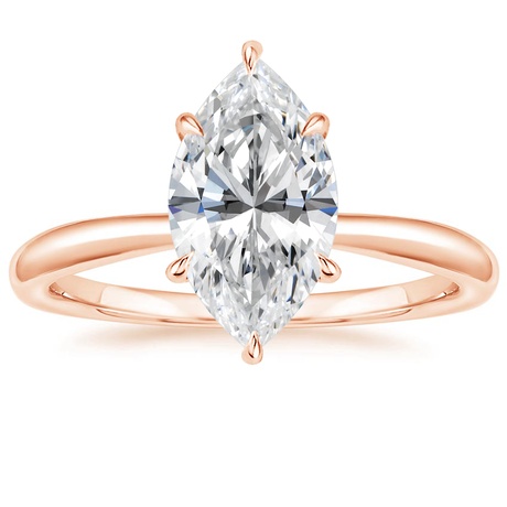 14K Rose Gold Freesia Ring with Curved Versailles Diamond Ring
