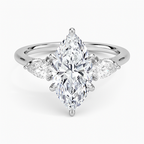 18K White Gold Petal Pear Three Stone Diamond Ring (1/2 ct. tw.)