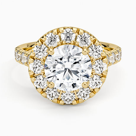18K Yellow Gold Adele Halo Diamond Ring