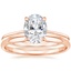 14K Rose Gold Petite Secret Halo Diamond Ring with 1.5mm Slim Profile Wedding Ring