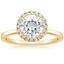18K Yellow Gold Vienna Halo Diamond Ring, smalltop view