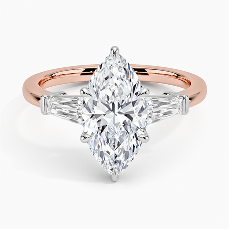 14K Rose Gold Mixed Metal Symphony Three Stone Diamond Ring