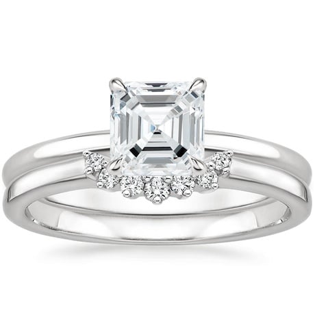 18K White Gold Elodie Ring with Crescent Diamond Ring