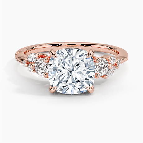 14K Rose Gold Camellia Three Stone Diamond Ring (1/3 ct. tw.)