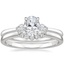 18K White Gold Perfect Fit Three Stone Pear Diamond Ring with Crescent Diamond Ring