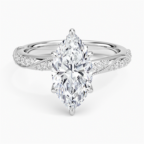 Platinum Camellia Hidden Accent 2.5mm Diamond Ring