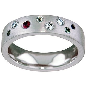 Custom Multi Color Flush-Set Sapphire Ring