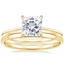 18K Yellow Gold Petite Secret Halo Diamond Ring with 1.5mm Slim Profile Wedding Ring