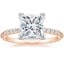 14K Rose Gold Petite Shared Prong Half Coverage Diamond Ring, smalltop view