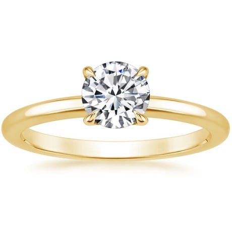 18K Yellow Gold Elodie Ring with Crescent Diamond Ring