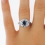 The Jacqueline Ring, smallzoomed in top view on a hand