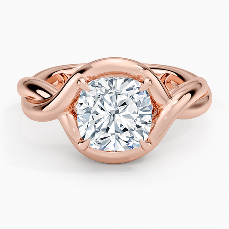 14K Rose Gold Bypass Twist Bezel Solitaire Diamond Ring