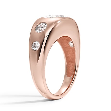 14K Rose Gold Sloane Flush Set Five Stone Diamond Dome Ring