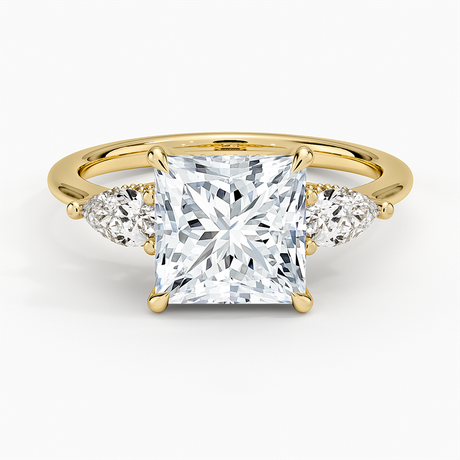 18K Yellow Gold Adorned Opera Three Stone Diamond Ring (1/2 ct. tw.)