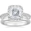 18K White Gold Luxe Sienna Halo Diamond Ring (3/4 ct. tw.) with 2mm Comfort Fit Wedding Ring