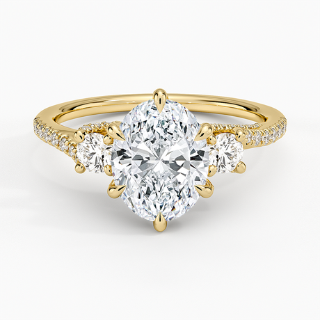 18K Yellow Gold Luxe Delilah Three Stone Pave Diamond Ring
