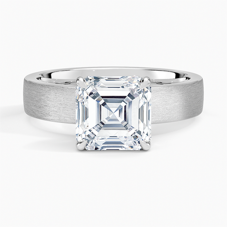 18K White Gold Peyton 4mm Satin Finish Solitaire Ring