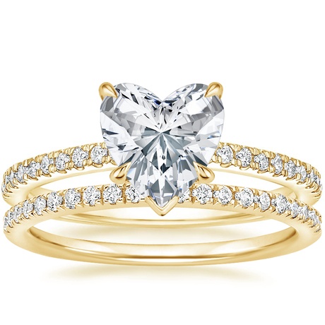 18K Yellow Gold Petite Demi Diamond Ring with Ballad Diamond Ring