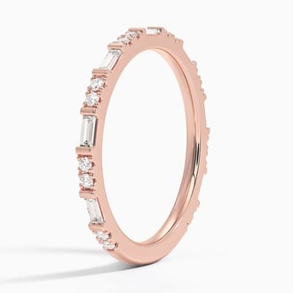 Luz Baguette and Round Diamond Ring in 14K Rose Gold