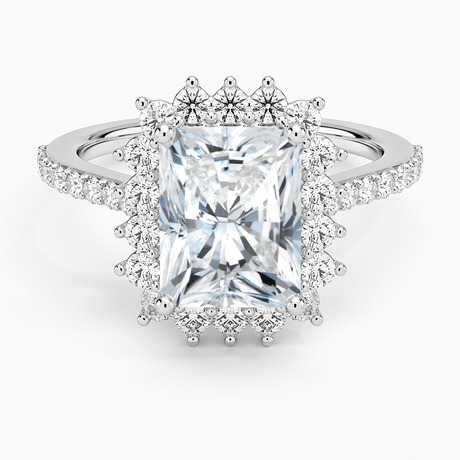 18K White Gold Luxe Sunburst Halo Diamond Ring (1/2 ct. tw.)