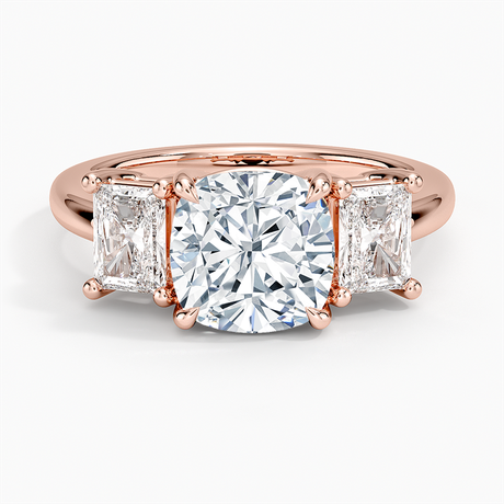 14K Rose Gold Luxe Helena Radiant-Cut Three Stone Diamond Ring