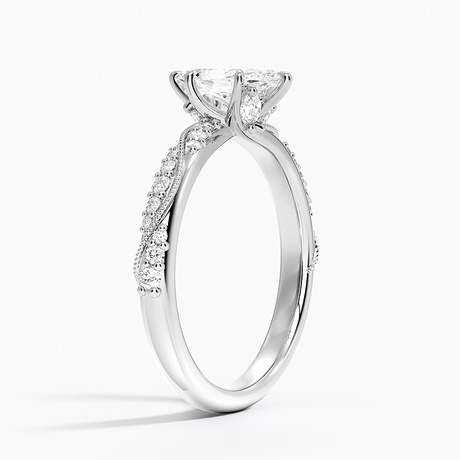 Camellia Hidden Accent 2.5mm Diamond Ring in 14K White Gold