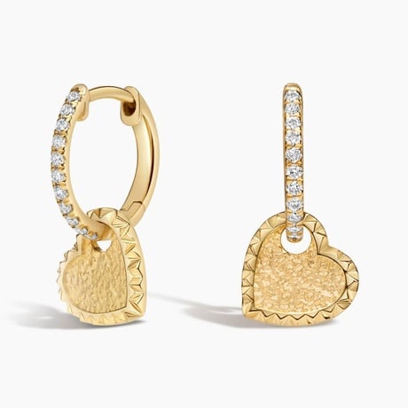 Heart Shaped Diamond Huggie Hoop Earrings