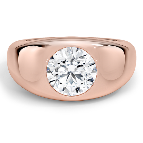 14K Rose Gold Sloane Flush Set Solitaire Dome Ring