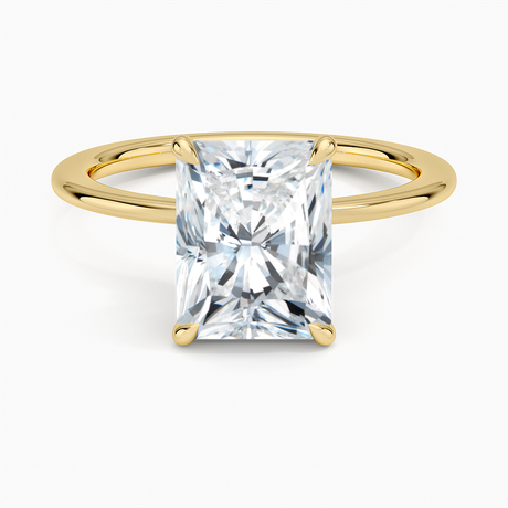 18K Yellow Gold Petite Secret Halo Diamond Ring
