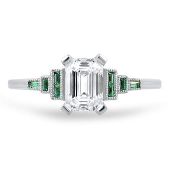Custom Emerald-Cut Diamond Deco Ring