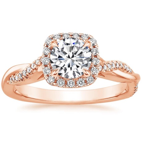 14K Rose Gold Petite Twisted Vine Halo Diamond Bridal Set (1/3 ct. tw.)