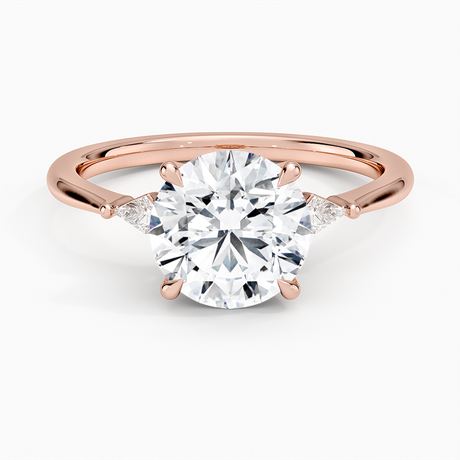 14K Rose Gold Petite Cometa Three Stone Diamond Ring