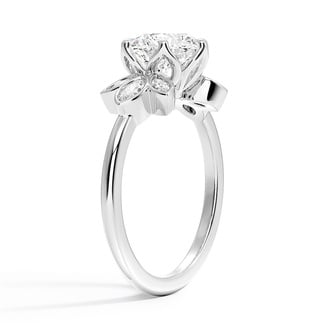 Custom Floral-Inspired Halo Diamond Ring