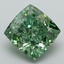 3.04 Ct. Fancy Vivid Green Cushion Lab Grown Diamond